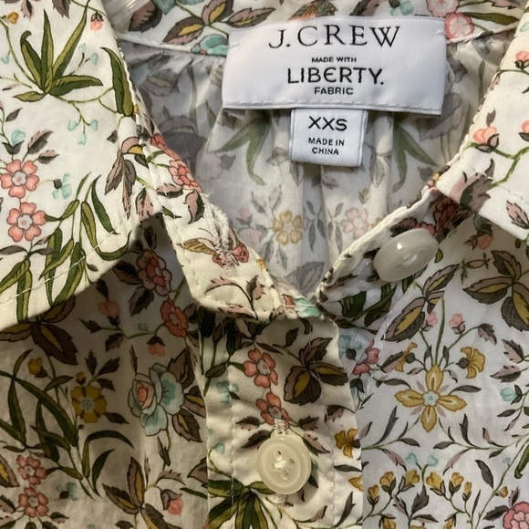 J.Crew Liberty Tapestry Floral Mini Shirt Dress Puff Sleeve With Lining Size XXS - Picture 2 of 8